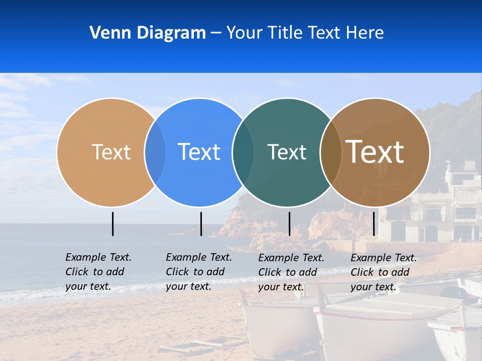 Two Boats On The Beach With A House In The Background PowerPoint Template