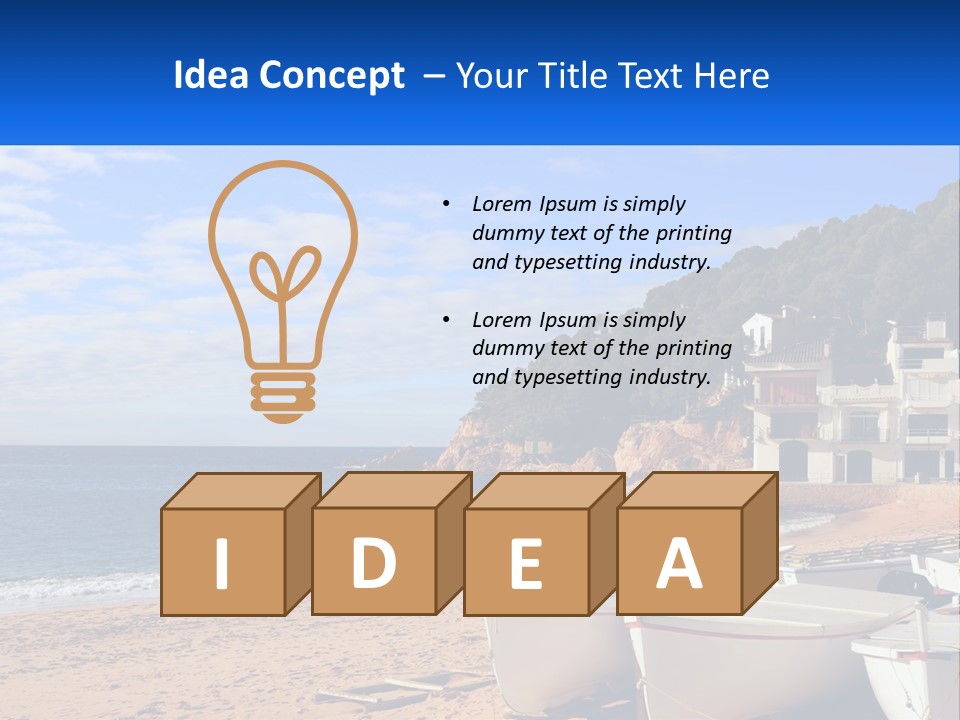 Two Boats On The Beach With A House In The Background PowerPoint Template