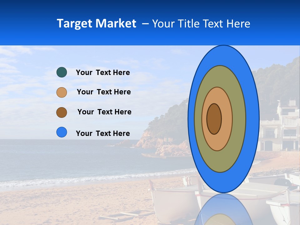 Two Boats On The Beach With A House In The Background PowerPoint Template