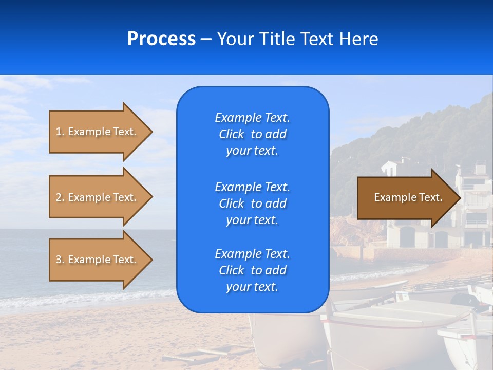 Two Boats On The Beach With A House In The Background PowerPoint Template