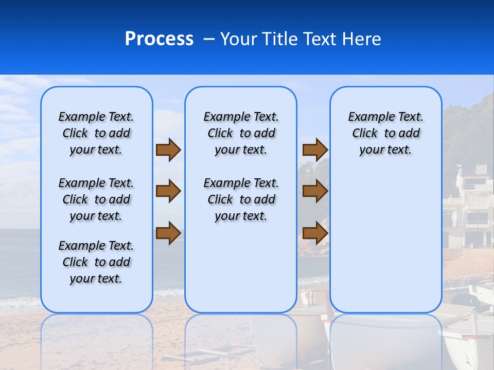 Two Boats On The Beach With A House In The Background PowerPoint Template