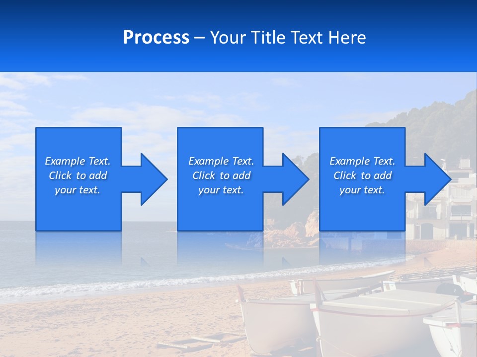 Two Boats On The Beach With A House In The Background PowerPoint Template