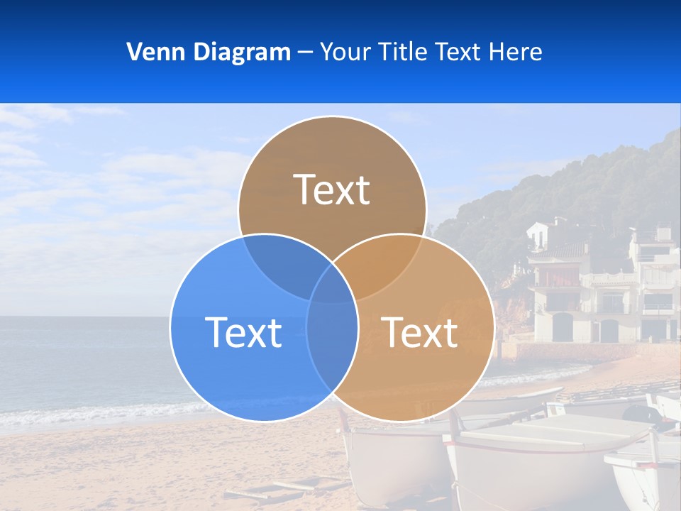 Two Boats On The Beach With A House In The Background PowerPoint Template