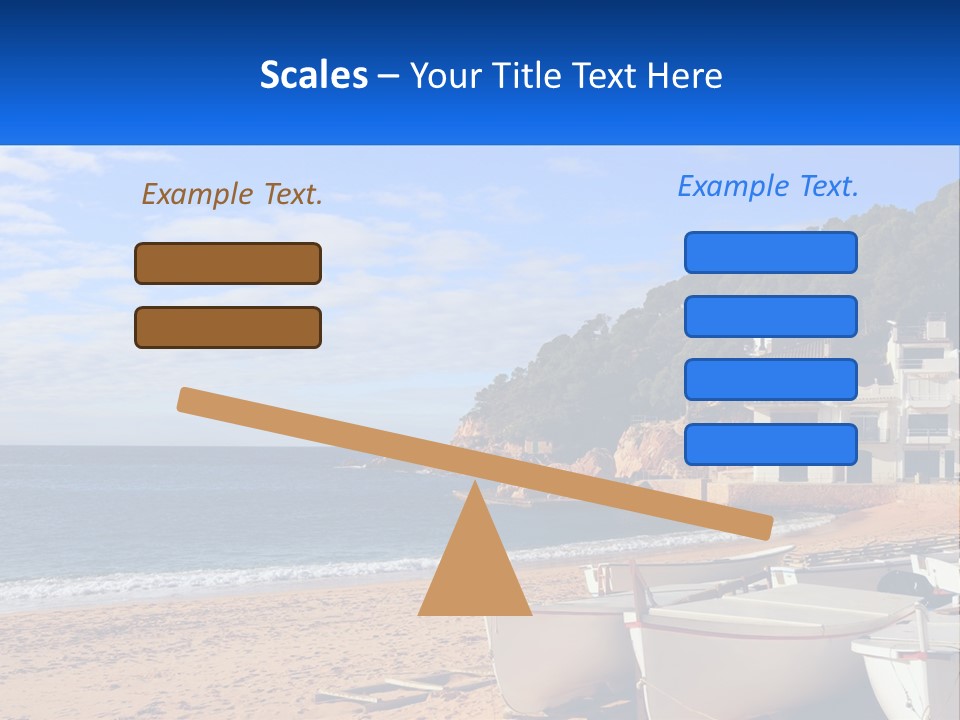 Two Boats On The Beach With A House In The Background PowerPoint Template