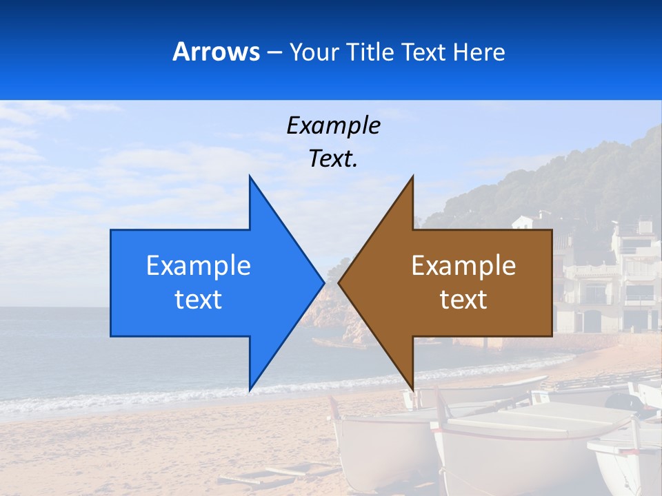 Two Boats On The Beach With A House In The Background PowerPoint Template