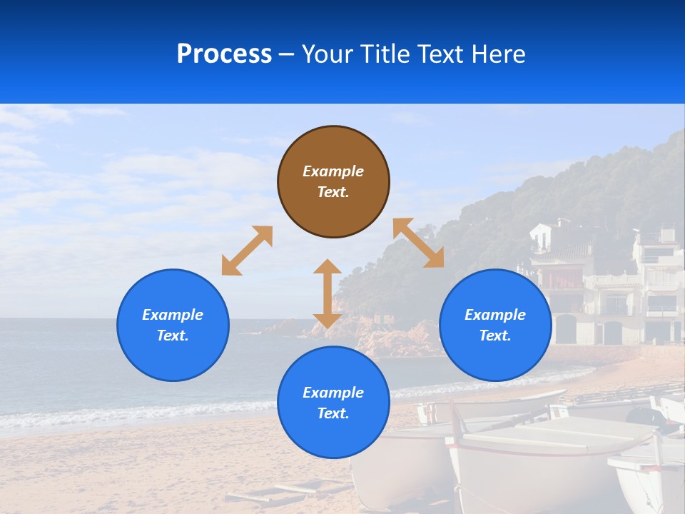 Two Boats On The Beach With A House In The Background PowerPoint Template