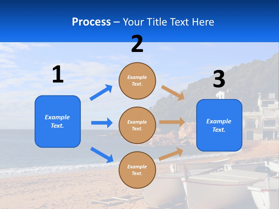 Two Boats On The Beach With A House In The Background PowerPoint Template