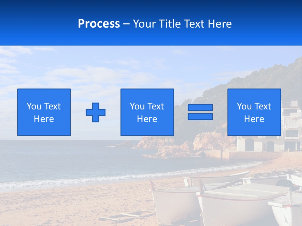 Two Boats On The Beach With A House In The Background PowerPoint Template