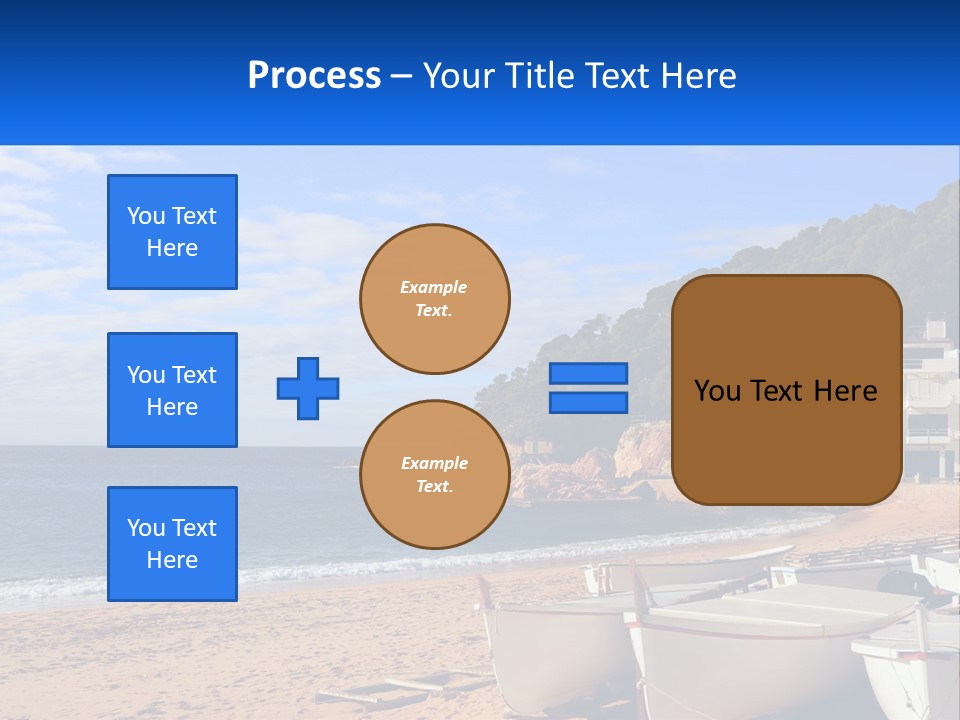 Two Boats On The Beach With A House In The Background PowerPoint Template