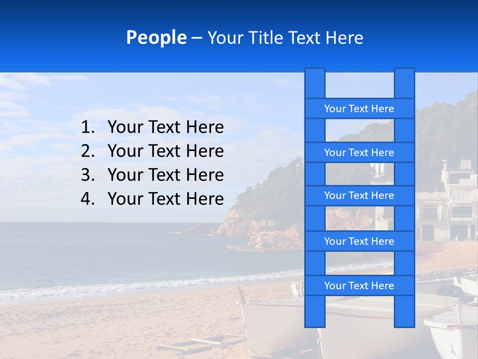 Two Boats On The Beach With A House In The Background PowerPoint Template