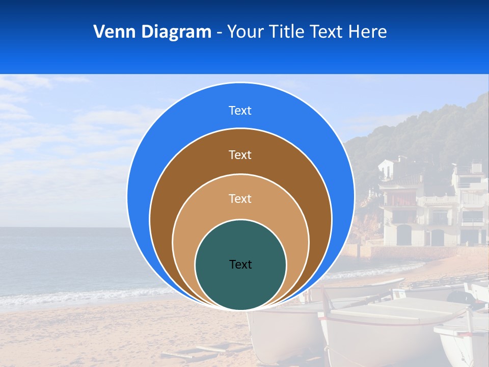 Two Boats On The Beach With A House In The Background PowerPoint Template