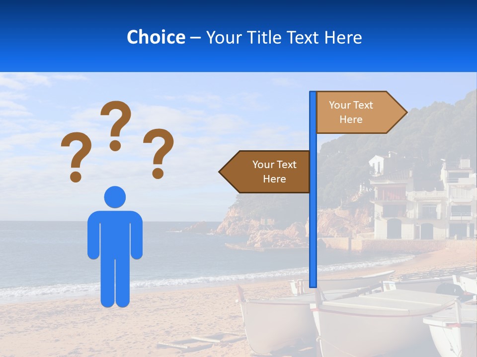 Two Boats On The Beach With A House In The Background PowerPoint Template