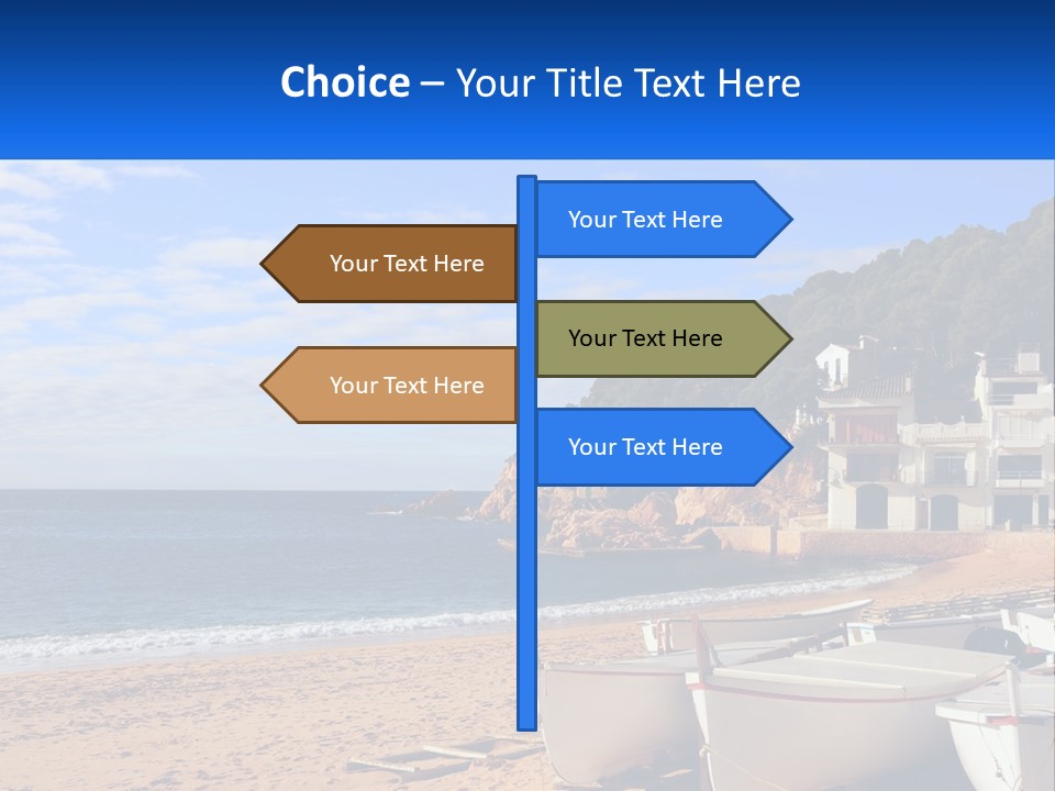 Two Boats On The Beach With A House In The Background PowerPoint Template