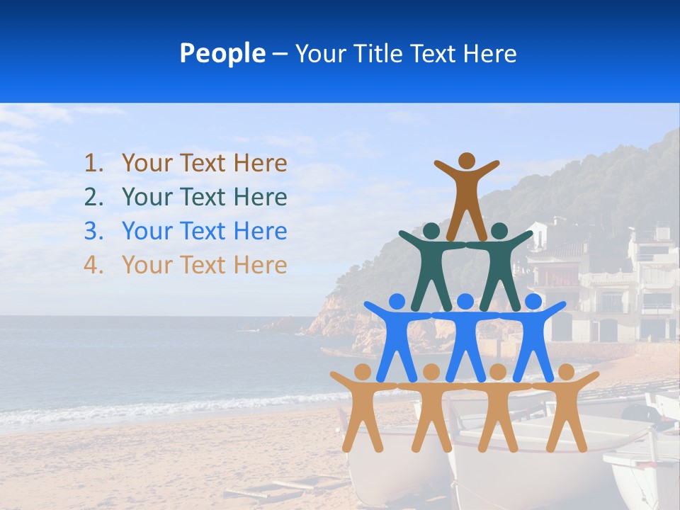 Two Boats On The Beach With A House In The Background PowerPoint Template