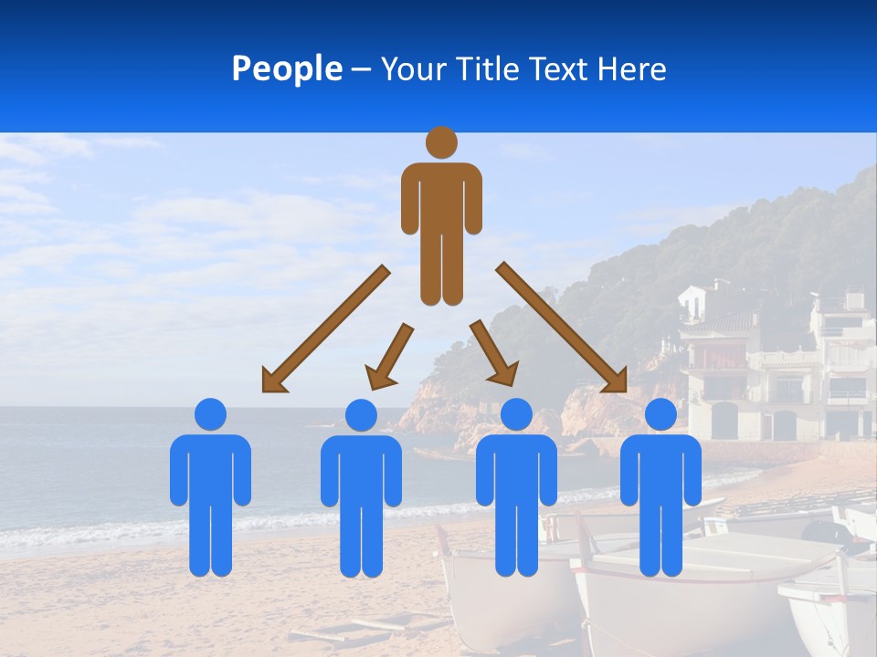 Two Boats On The Beach With A House In The Background PowerPoint Template