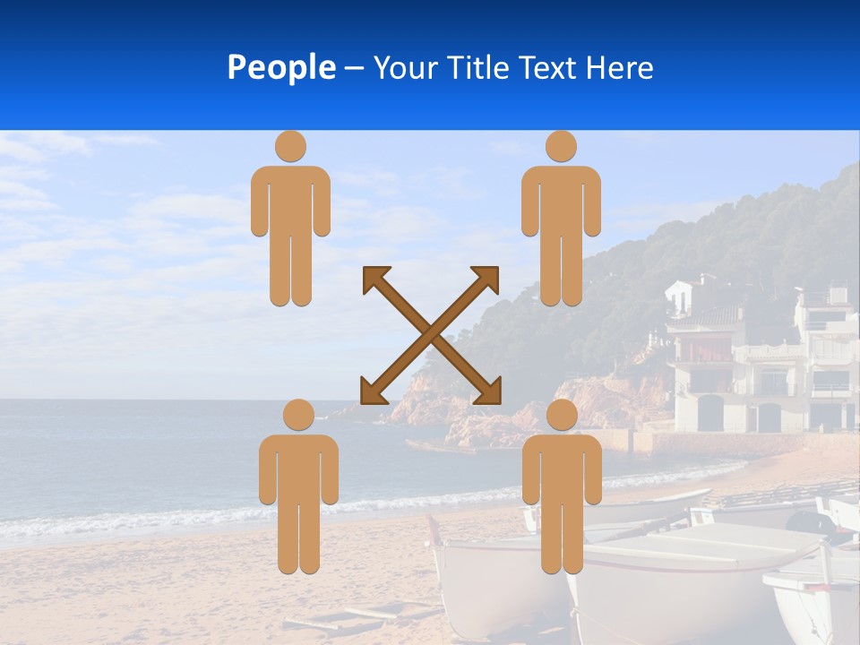 Two Boats On The Beach With A House In The Background PowerPoint Template