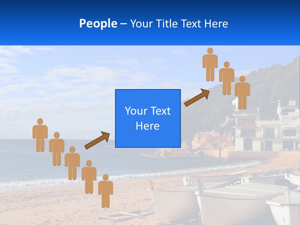 Two Boats On The Beach With A House In The Background PowerPoint Template