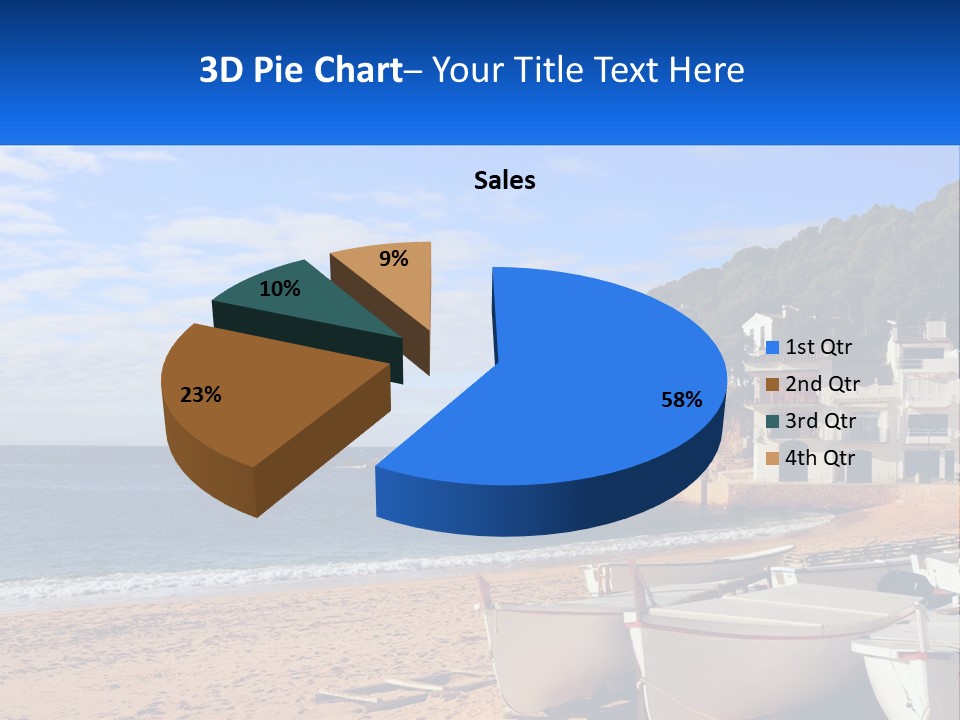Two Boats On The Beach With A House In The Background PowerPoint Template