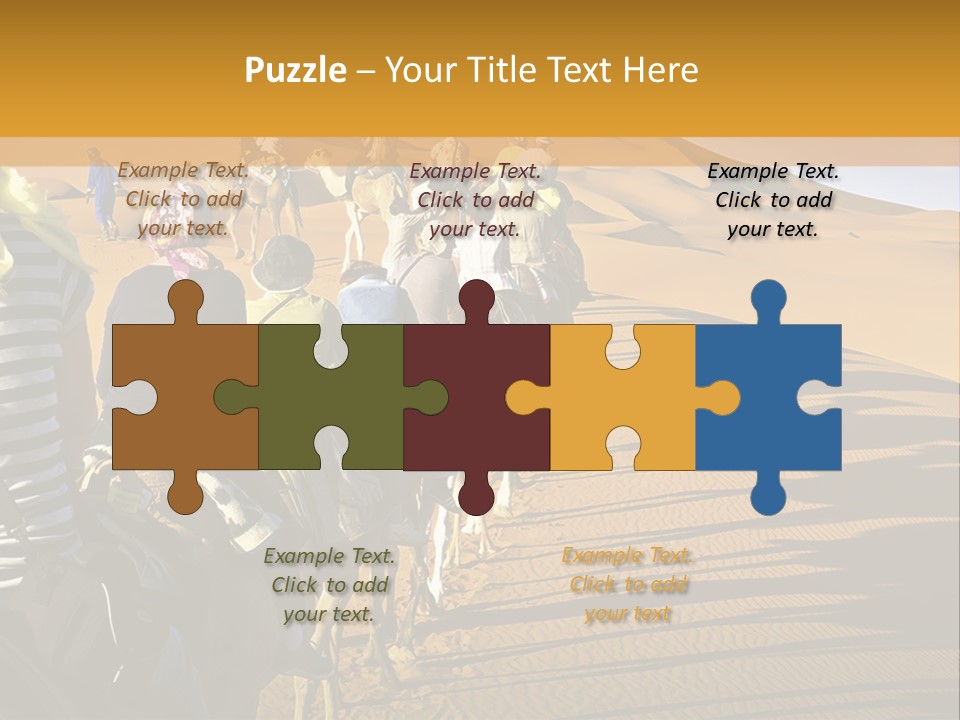 A Group Of People Riding Camels In The Desert PowerPoint Template