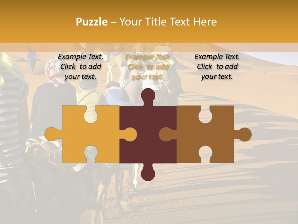 A Group Of People Riding Camels In The Desert PowerPoint Template