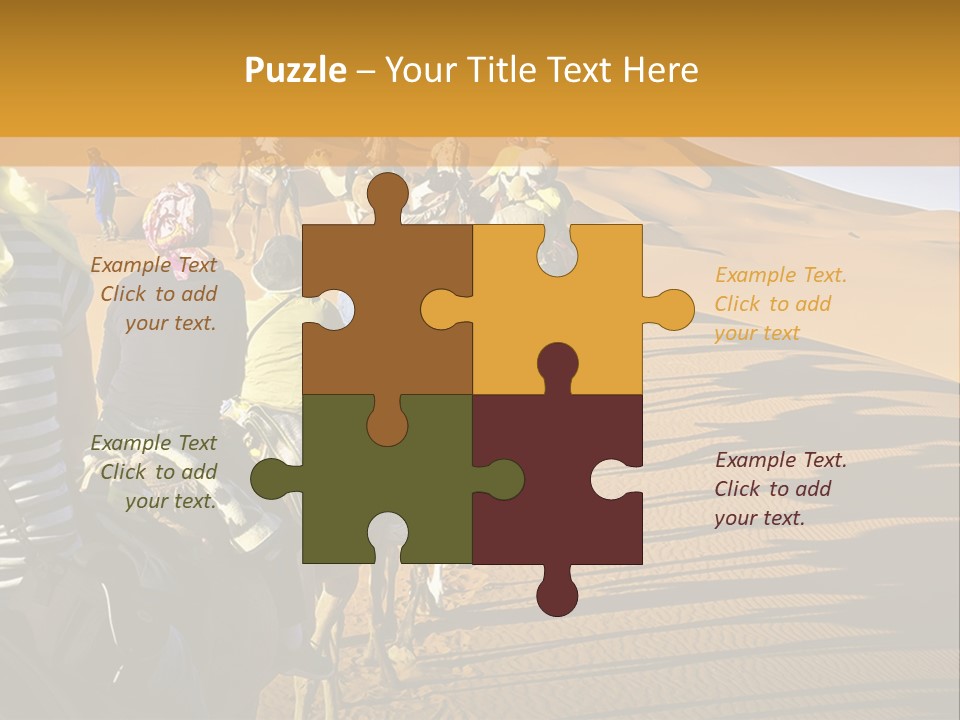 A Group Of People Riding Camels In The Desert PowerPoint Template