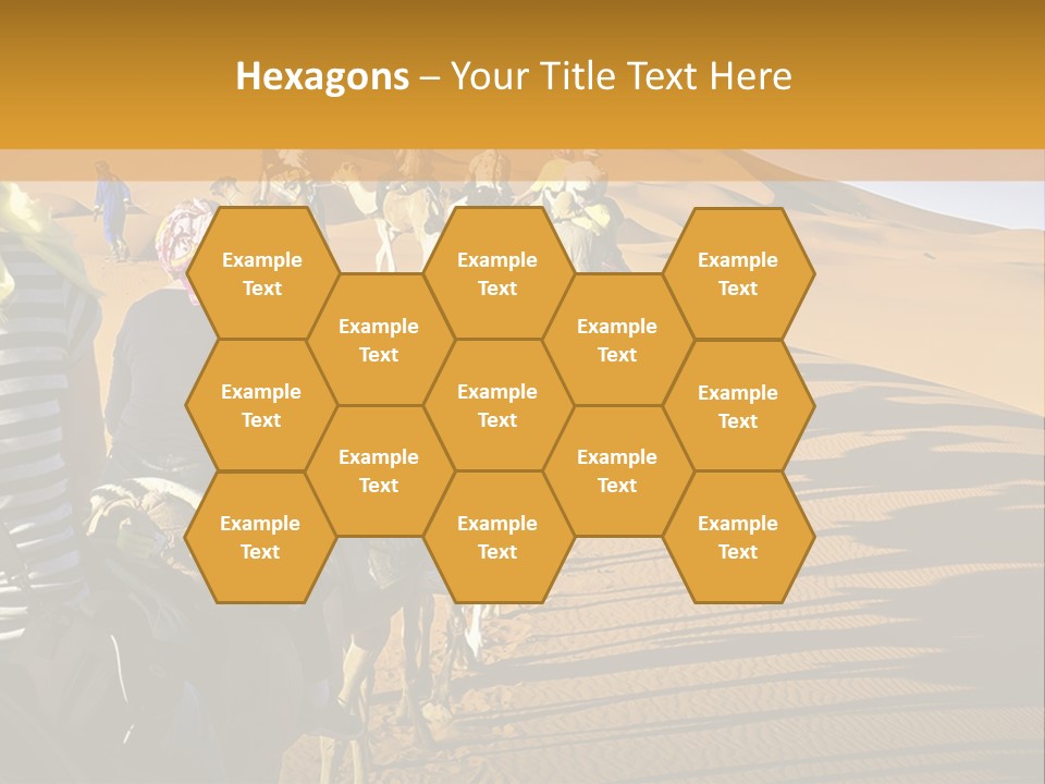 A Group Of People Riding Camels In The Desert PowerPoint Template