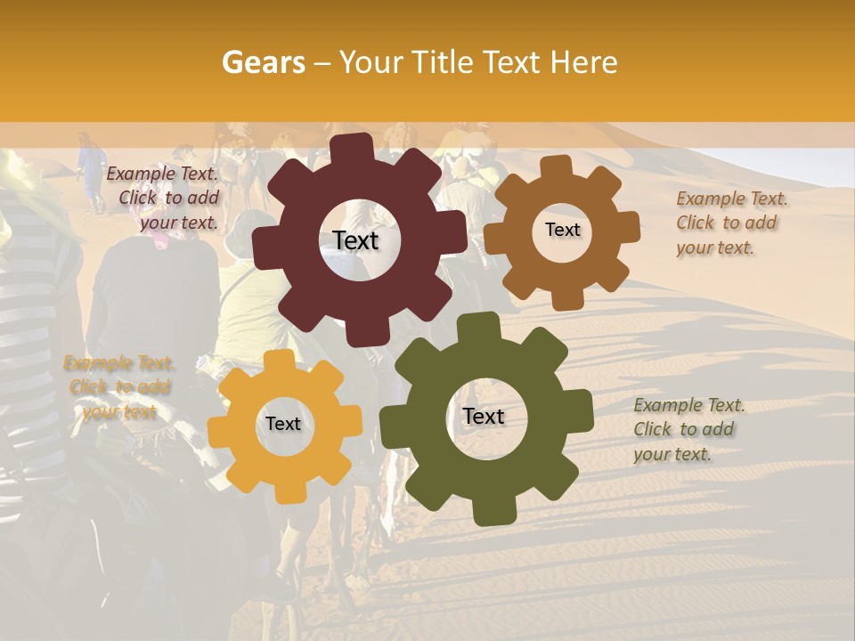 A Group Of People Riding Camels In The Desert PowerPoint Template