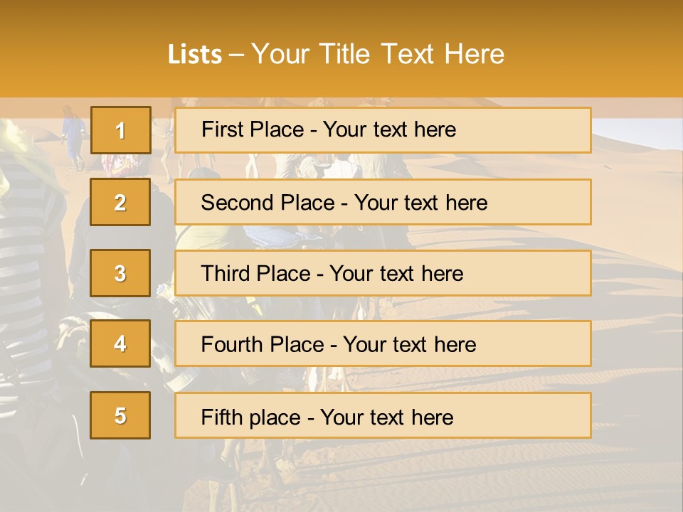 A Group Of People Riding Camels In The Desert PowerPoint Template