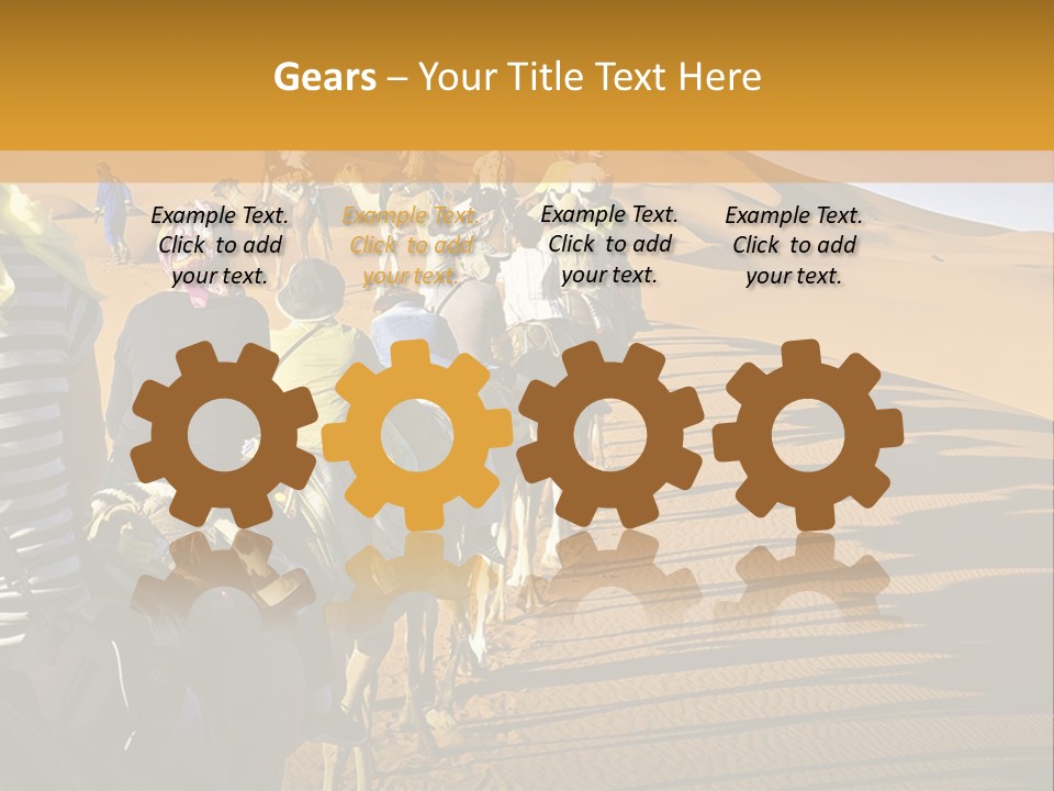 A Group Of People Riding Camels In The Desert PowerPoint Template