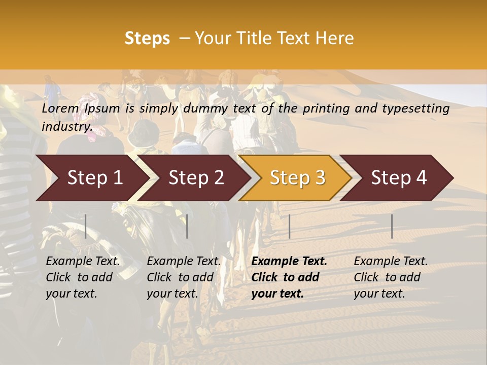 A Group Of People Riding Camels In The Desert PowerPoint Template