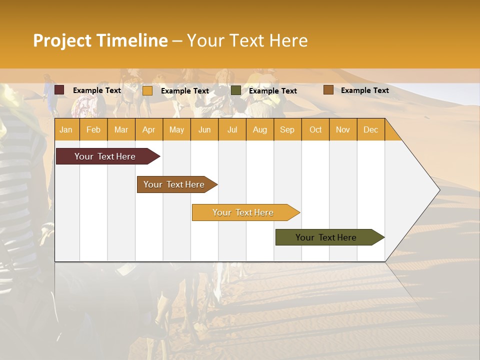 A Group Of People Riding Camels In The Desert PowerPoint Template