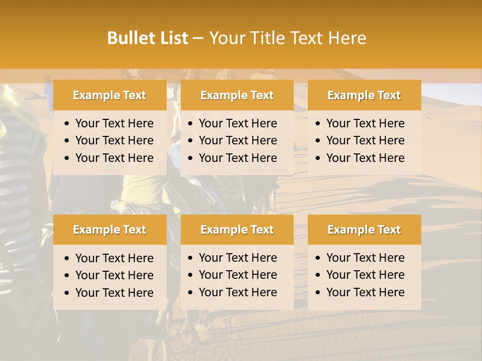 A Group Of People Riding Camels In The Desert PowerPoint Template