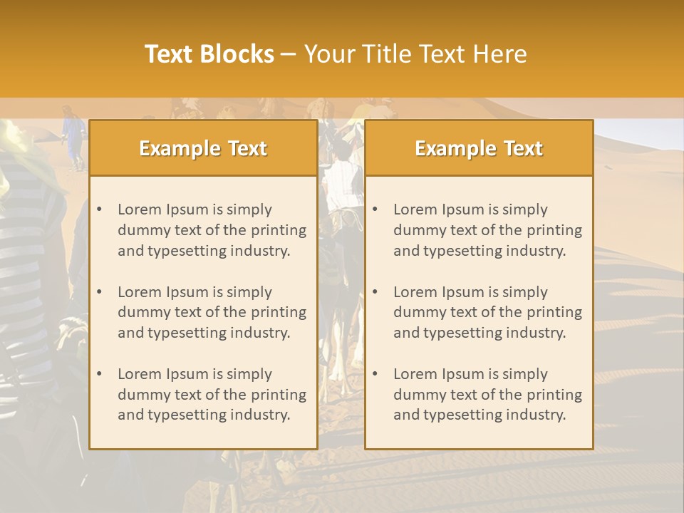 A Group Of People Riding Camels In The Desert PowerPoint Template