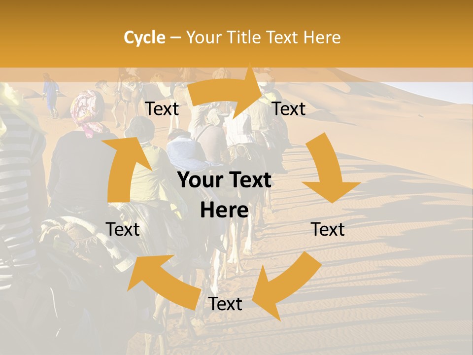 A Group Of People Riding Camels In The Desert PowerPoint Template