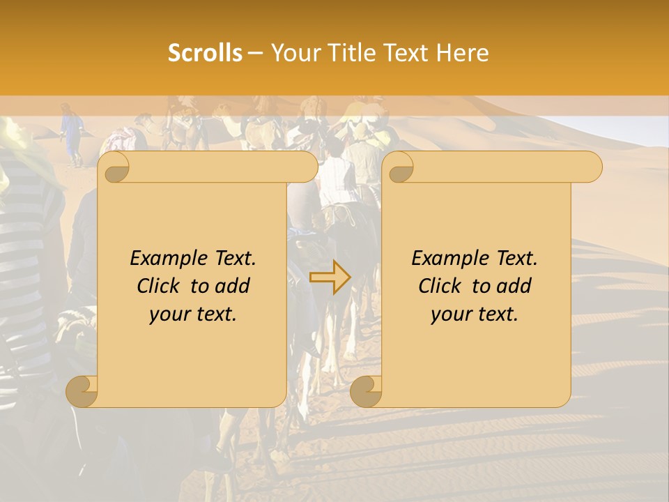 A Group Of People Riding Camels In The Desert PowerPoint Template