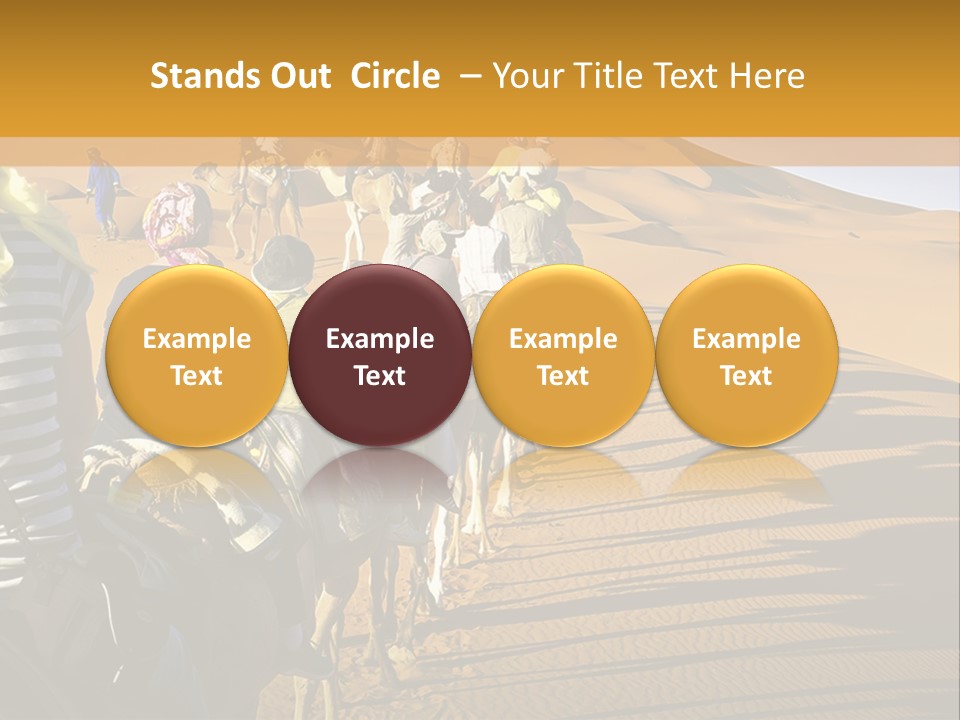 A Group Of People Riding Camels In The Desert PowerPoint Template