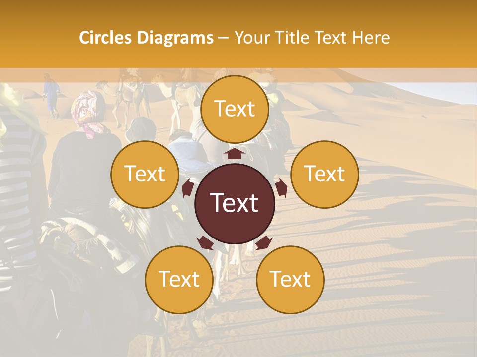 A Group Of People Riding Camels In The Desert PowerPoint Template