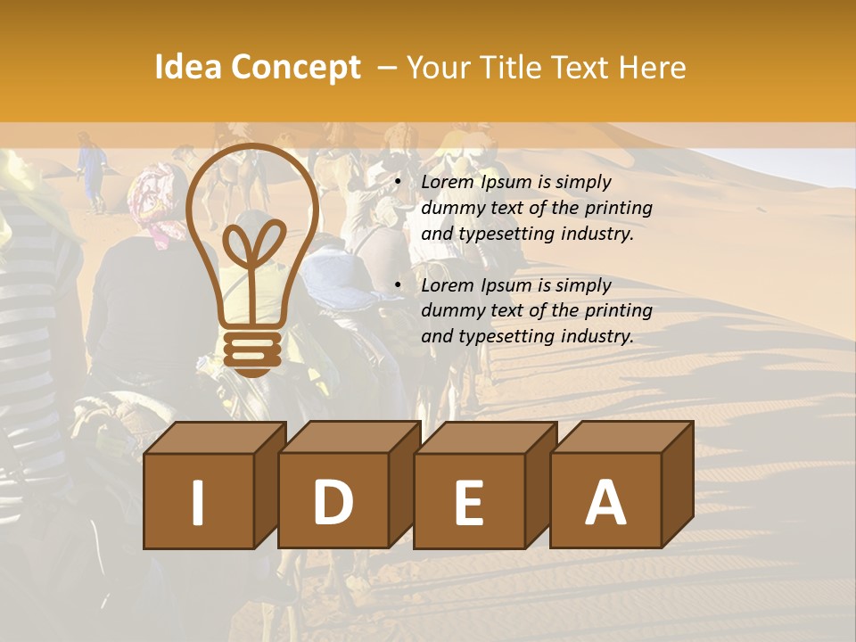 A Group Of People Riding Camels In The Desert PowerPoint Template