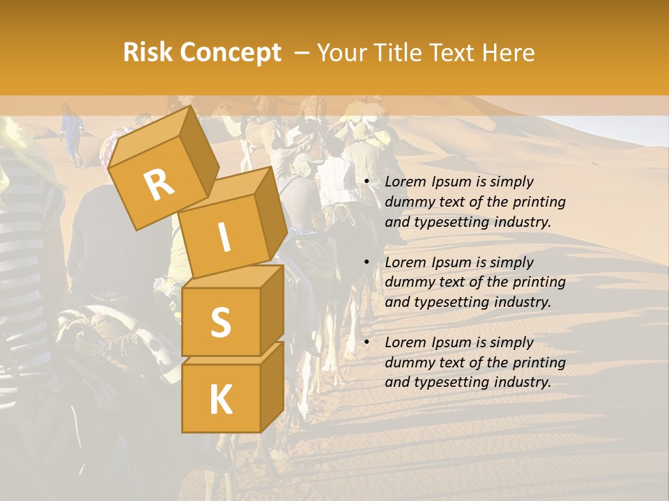 A Group Of People Riding Camels In The Desert PowerPoint Template