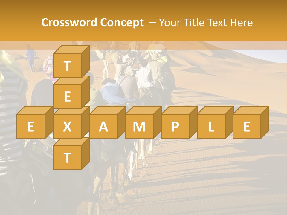 A Group Of People Riding Camels In The Desert PowerPoint Template