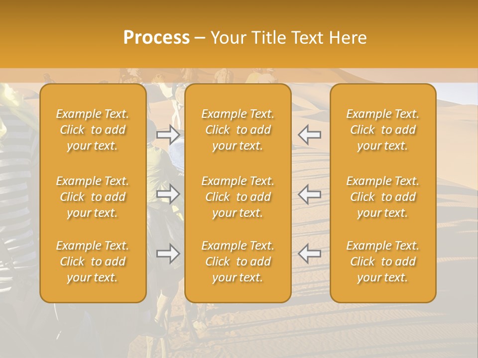 A Group Of People Riding Camels In The Desert PowerPoint Template