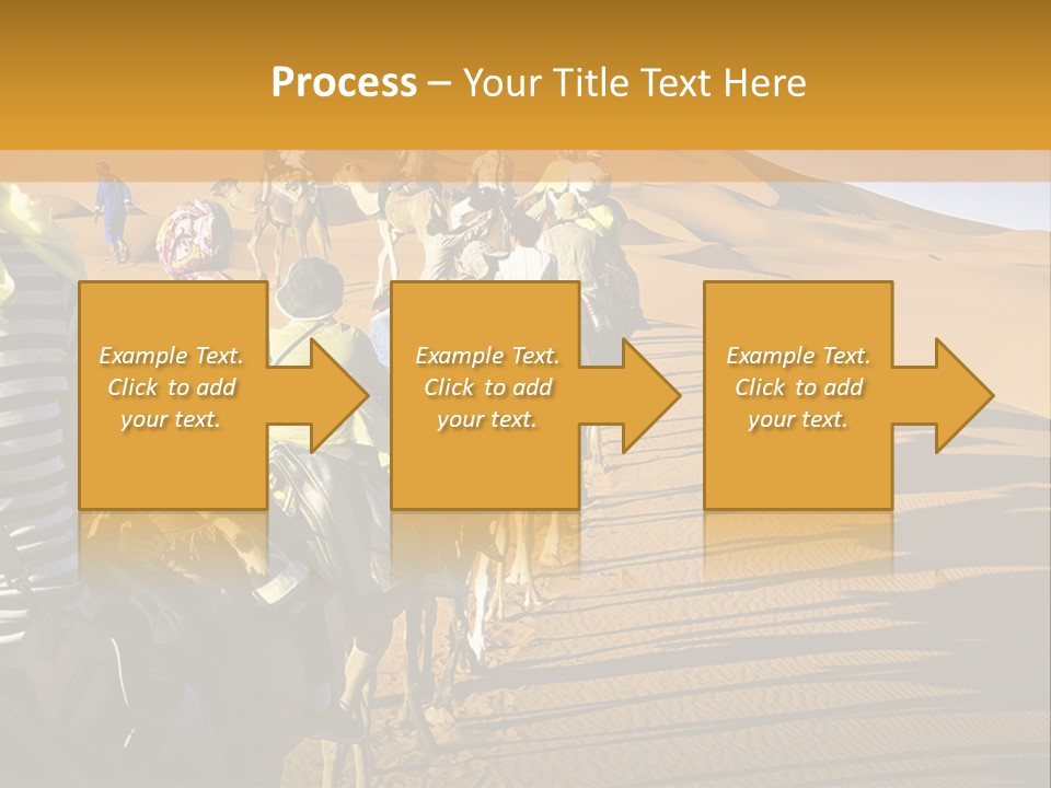 A Group Of People Riding Camels In The Desert PowerPoint Template