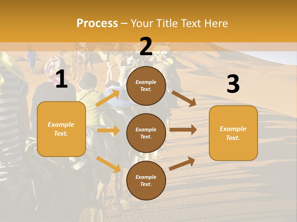 A Group Of People Riding Camels In The Desert PowerPoint Template