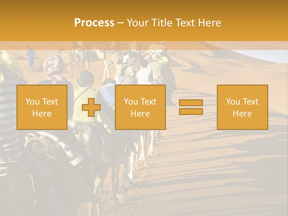 A Group Of People Riding Camels In The Desert PowerPoint Template