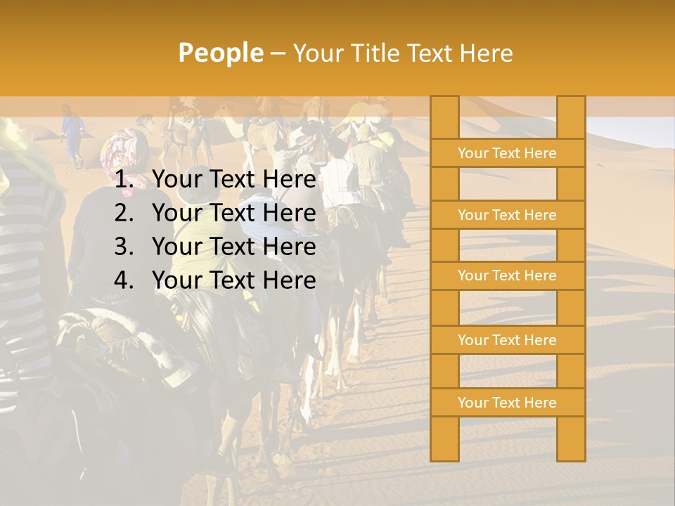 A Group Of People Riding Camels In The Desert PowerPoint Template