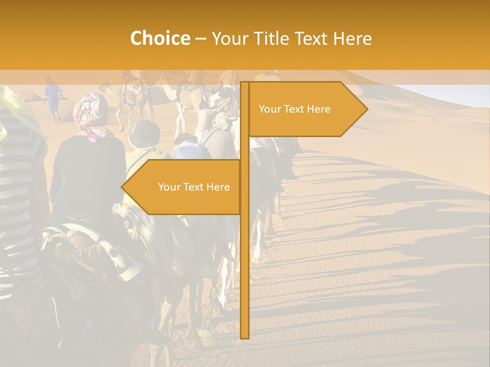 A Group Of People Riding Camels In The Desert PowerPoint Template