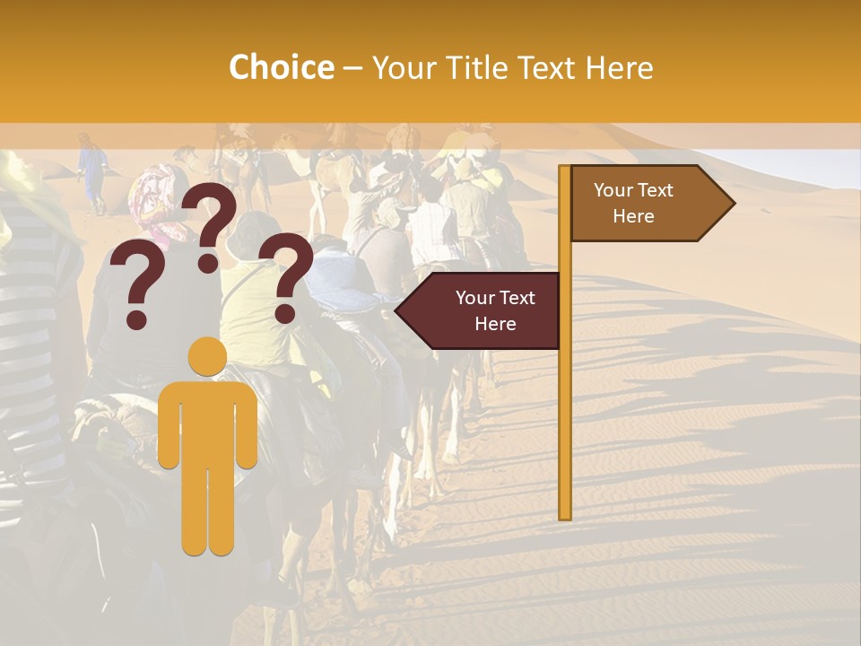 A Group Of People Riding Camels In The Desert PowerPoint Template