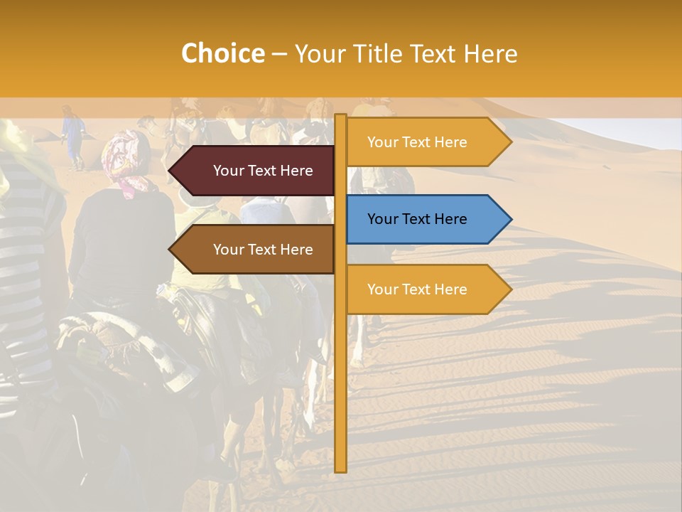 A Group Of People Riding Camels In The Desert PowerPoint Template