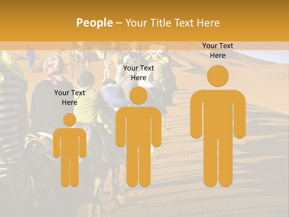 A Group Of People Riding Camels In The Desert PowerPoint Template