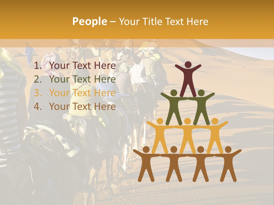 A Group Of People Riding Camels In The Desert PowerPoint Template
